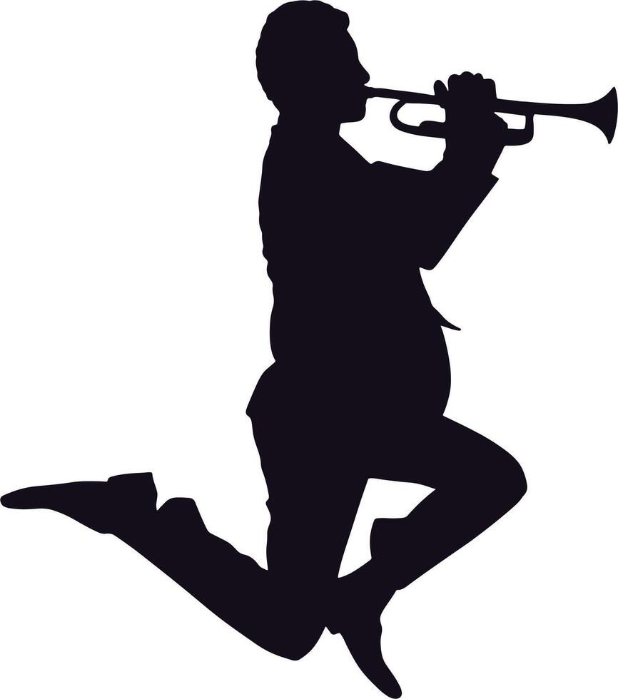 Silhouette of a man playing trumpet on a white background vector