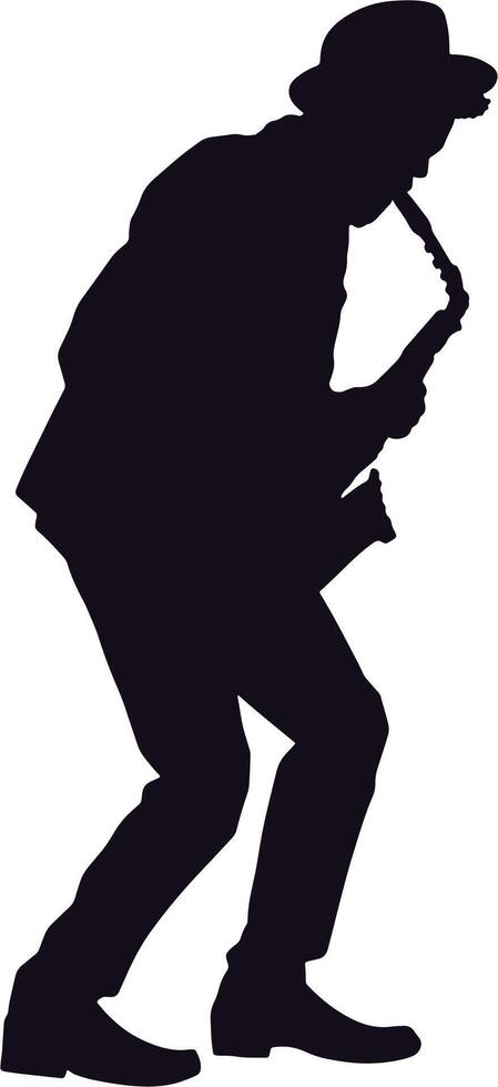 Silhouette of a man playing a saxophone vector