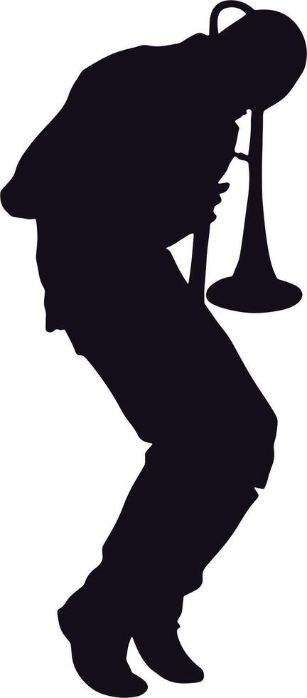 Silhouette of a man playing a trumpet vector