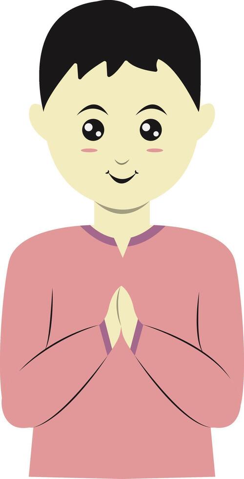 A man with his hands folded in prayer vector