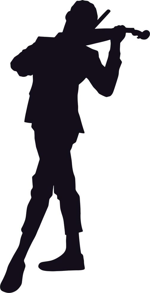 Silhouette of a man playing violin on a white background vector