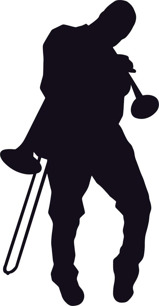 Silhouette of a man playing a trombone vector