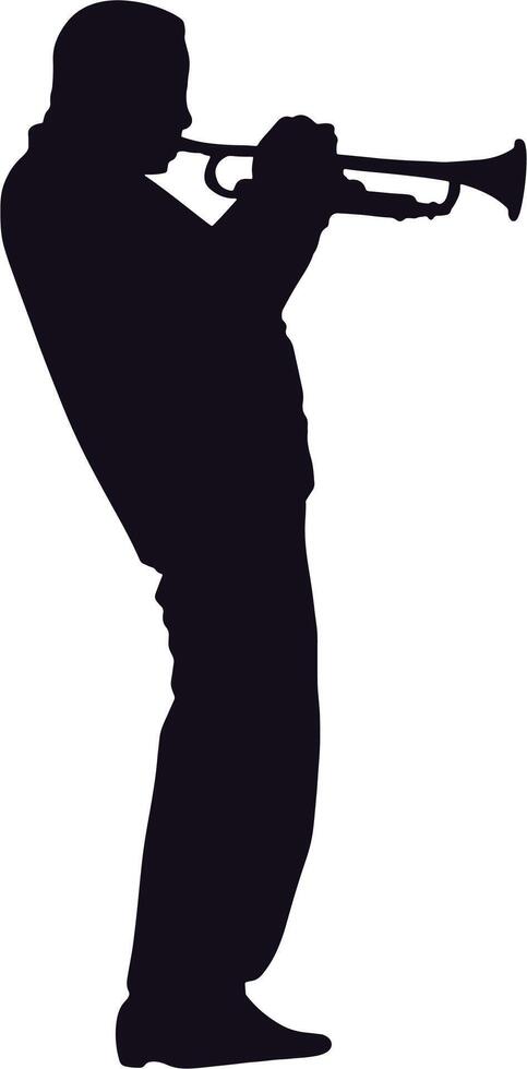 Silhouette of a man playing the trumpet vector