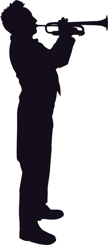 Silhouette of a man playing the trumpet vector