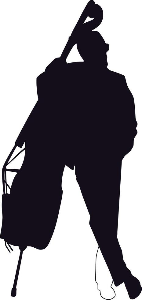 A silhouette of a man playing a cello vector