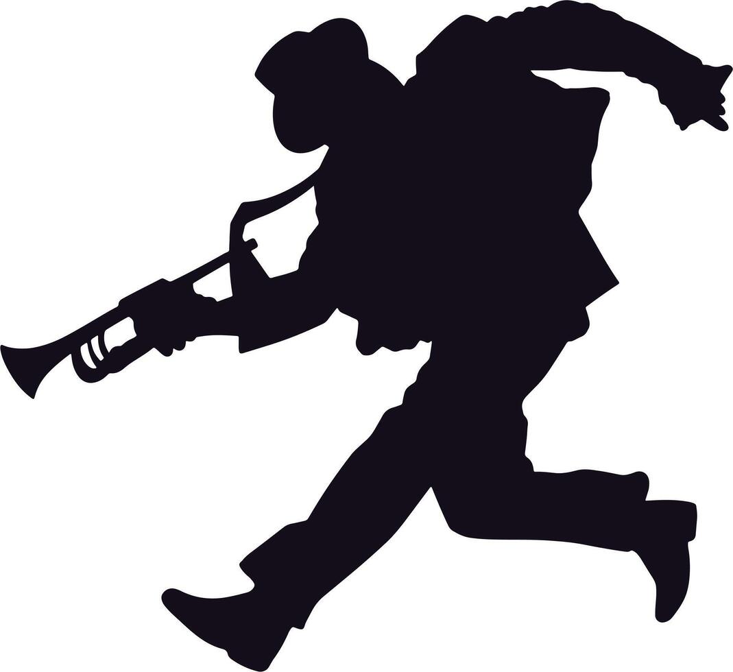 A silhouette of a man playing a trumpet vector