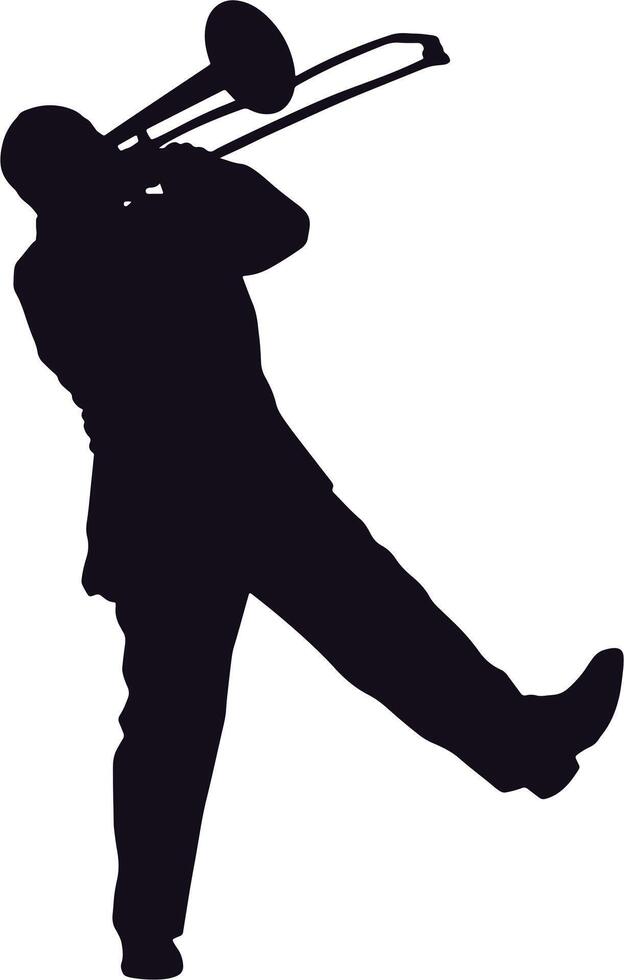 Silhouette of a man playing a trombone vector