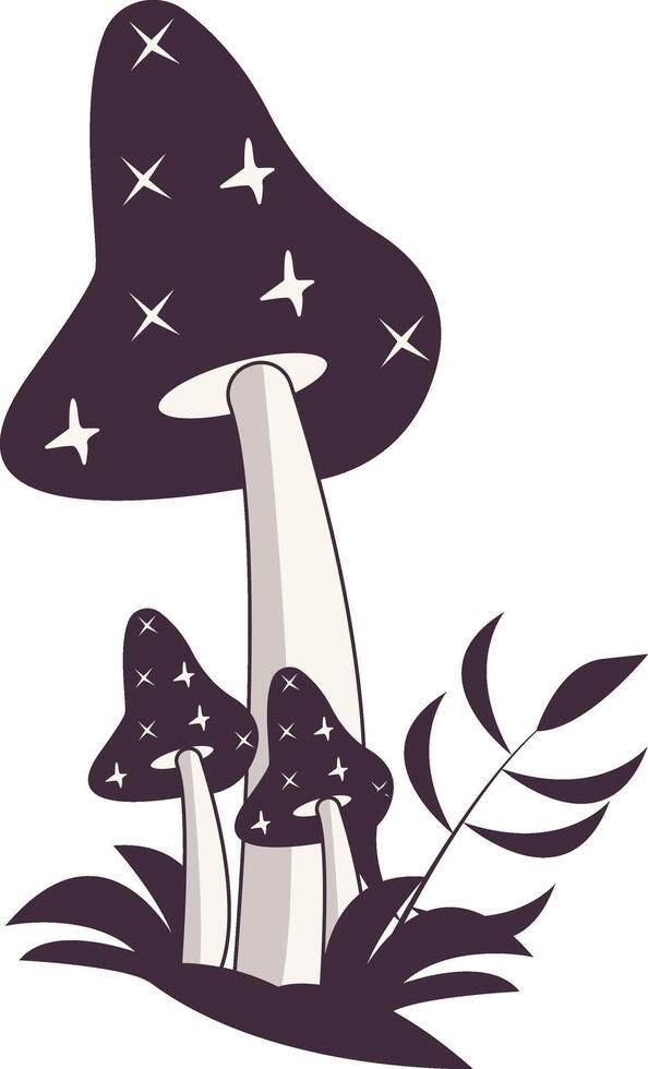 Celestial mushroom in mystical boho design element vector