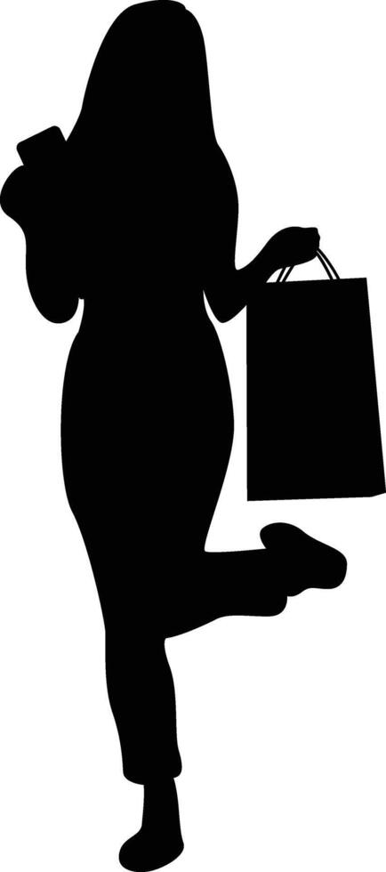 Silhouette of a girl with shopping bags vector