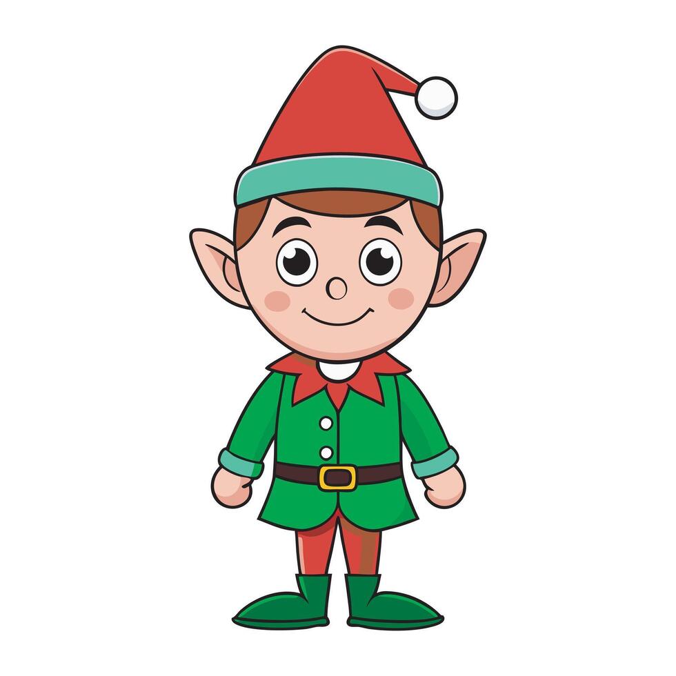 Playful Christmas Elf Character for Holiday Graphics vector