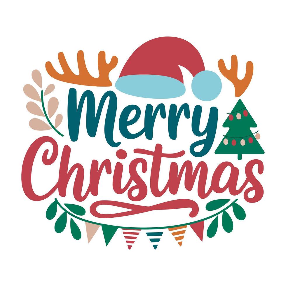 Joyful Merry Christmas Illustration with Red and Pink Accents vector