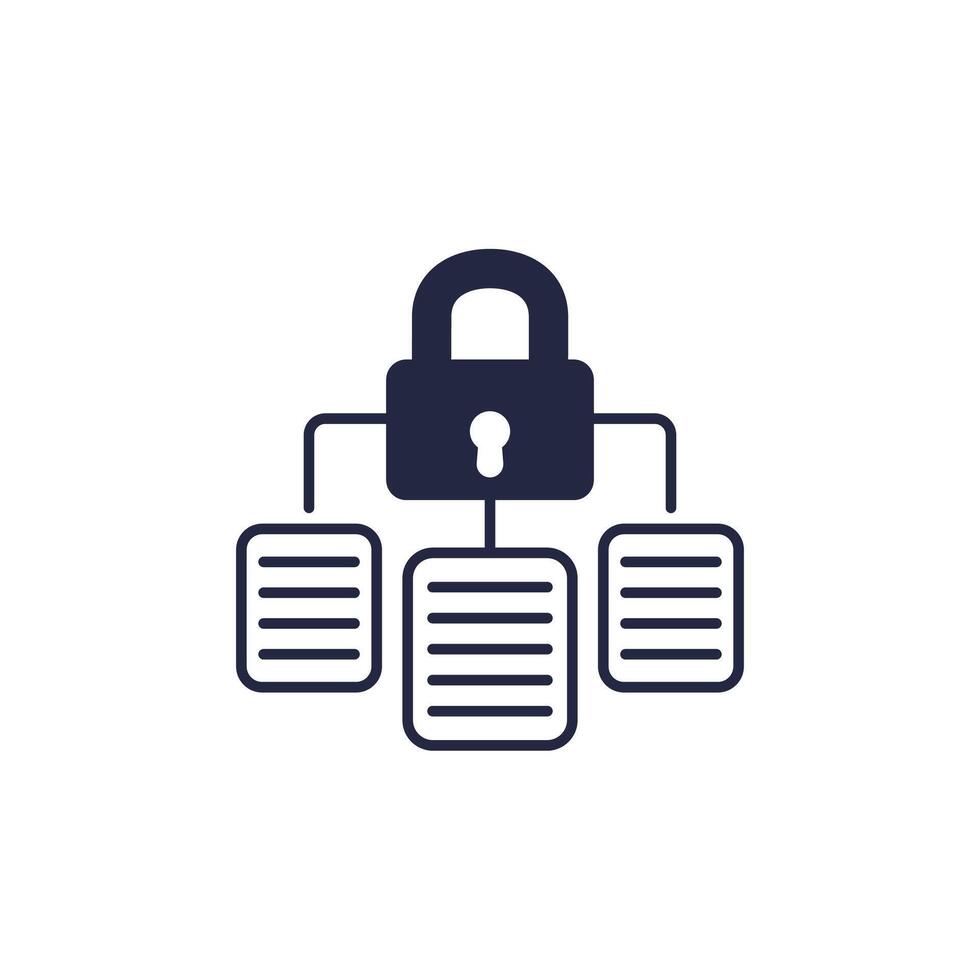 document protection, data security icon on white vector