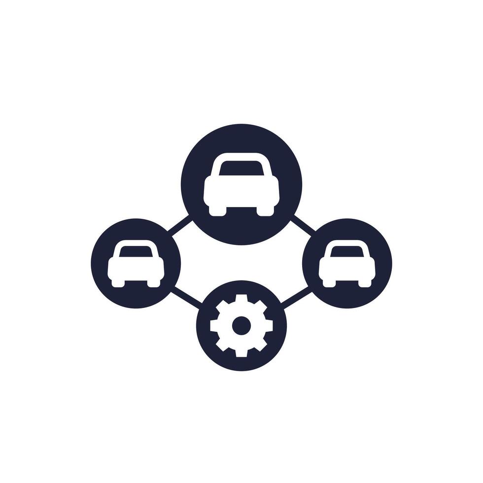 car fleet management icon with vehicles vector