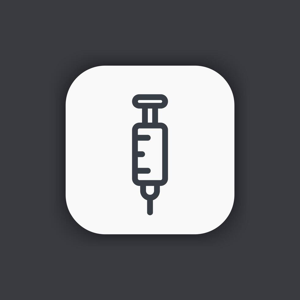 syringe line icon, vaccination, injection vector