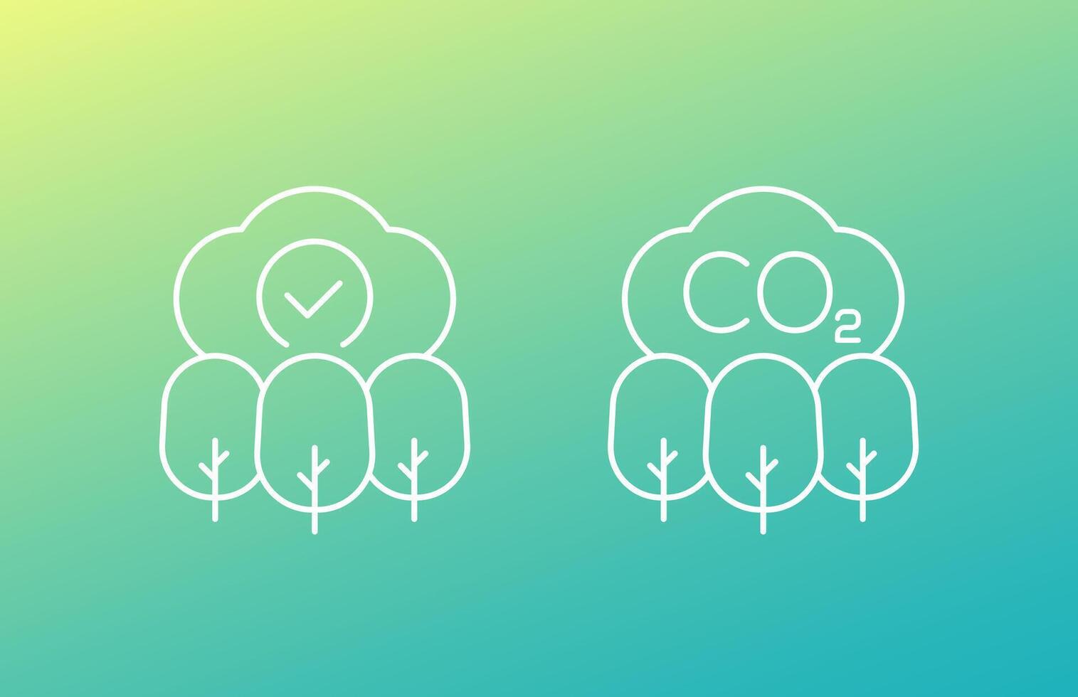 co2, carbon offset line icons, vector