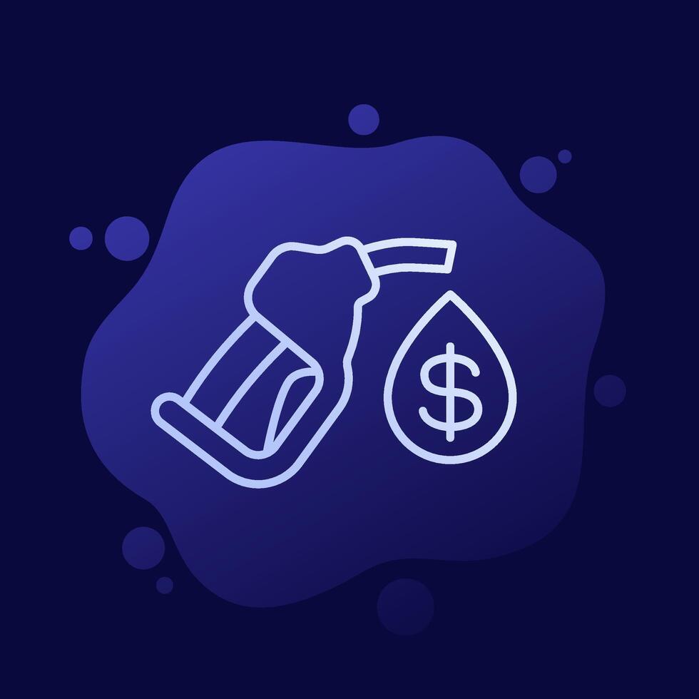 Fuel pump nozzle, petrol price icon, line vector