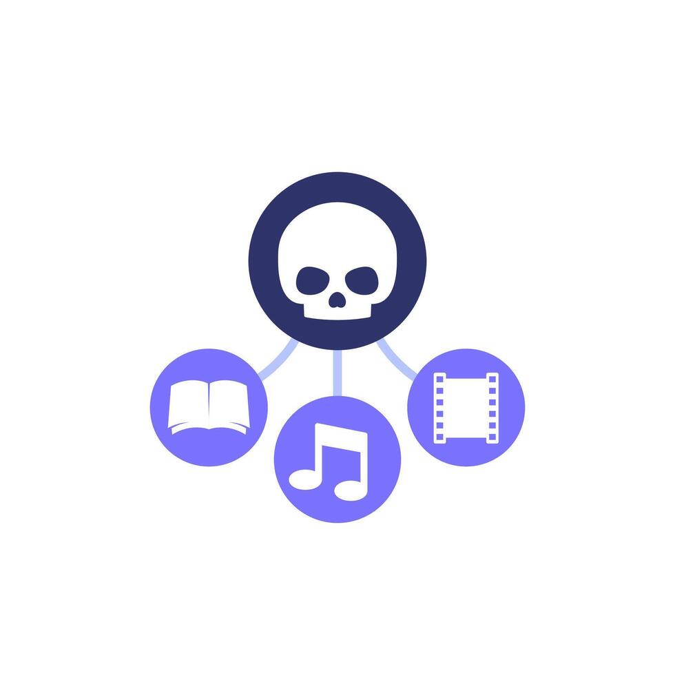 piracy icon, illegal copying copyrighted material vector