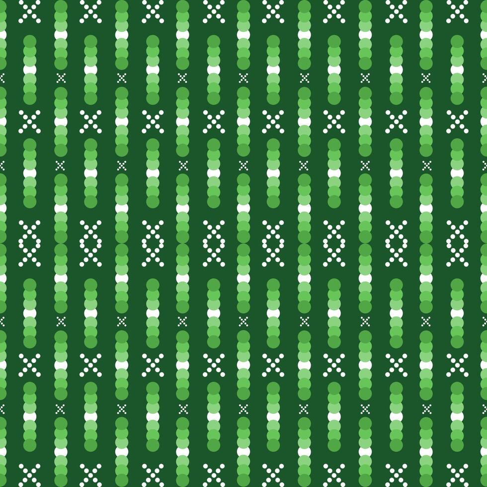 Abstract Ikat seamless green with circle shape style with geometric shapes and diagonal Stripes . Christmas texture concepe vector