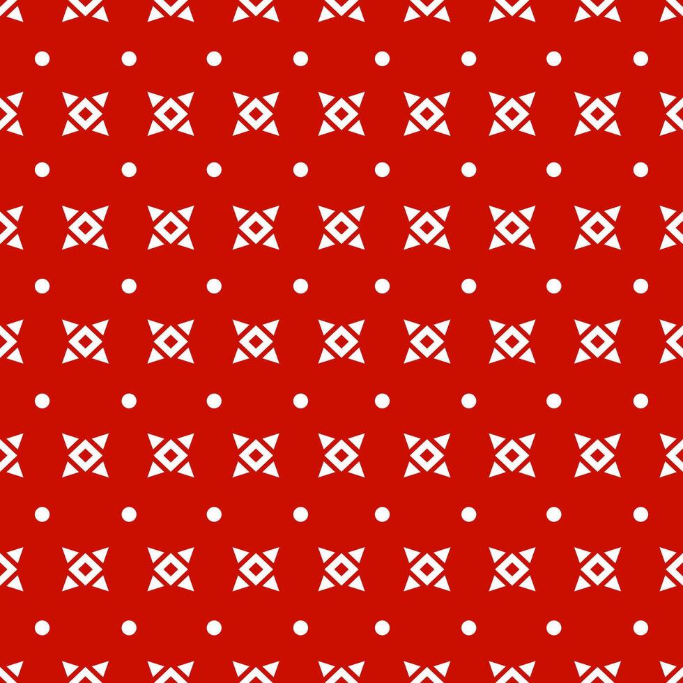 Abstract Ikat white circle with triangle and square seamless pattern and geometric shapes on red wallpaper and background. Christmas concept vector