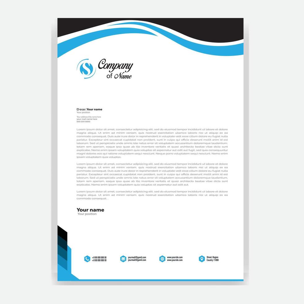 Modern corporate letterhead template design. Creative and Professional business letterhead design template. Letterhead template in flat style vector