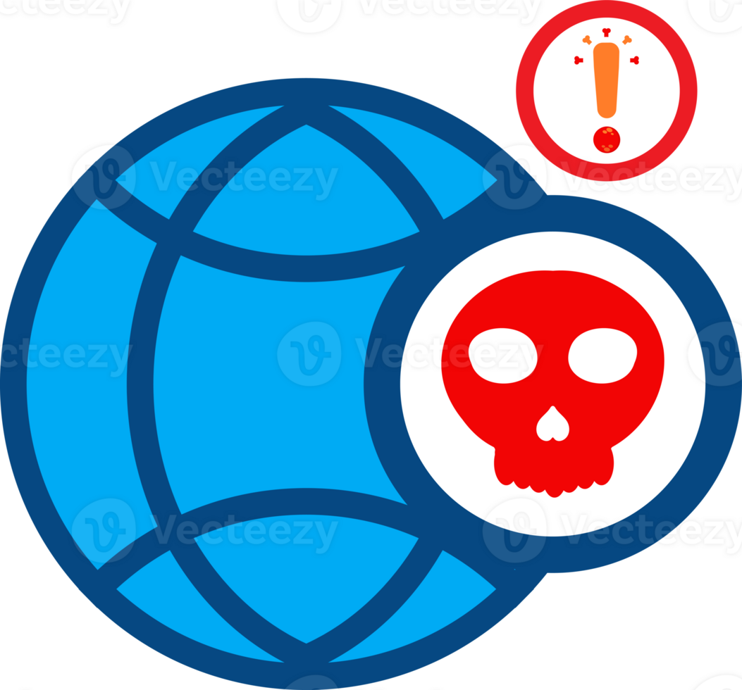 globe warning with a skull on it png