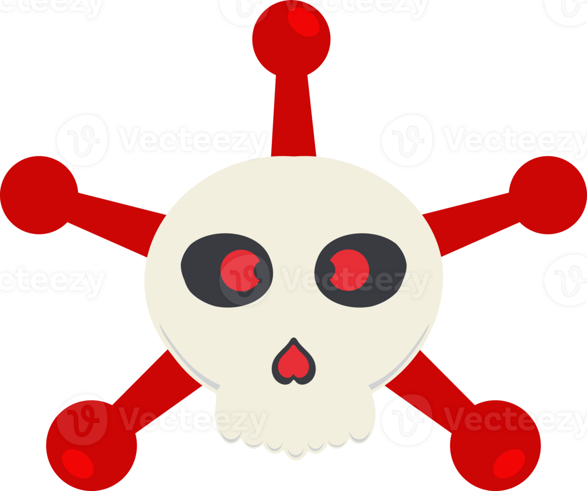 red virus skull and crossbones icon png