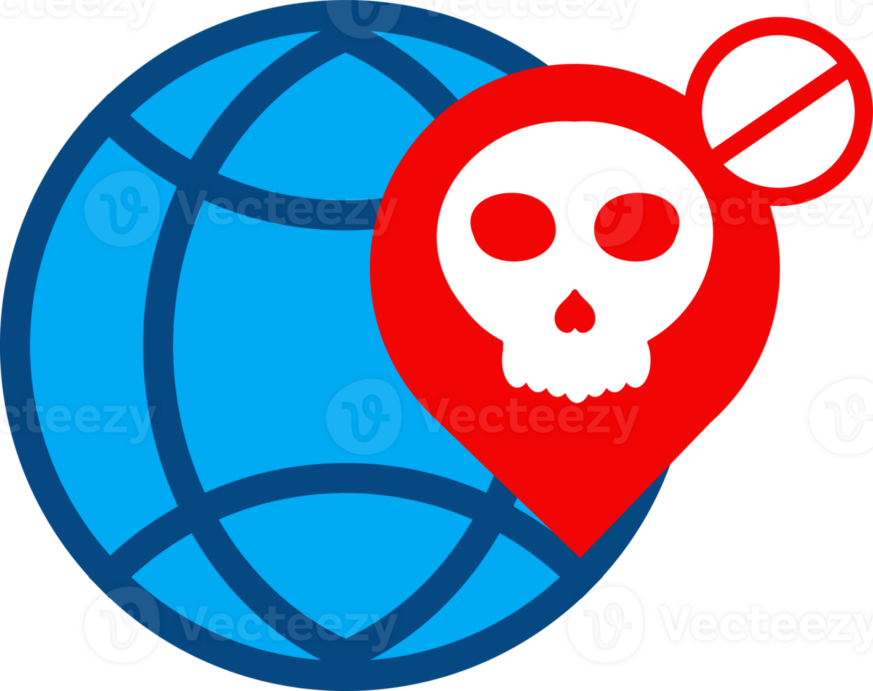 no location globe with a skull on it png