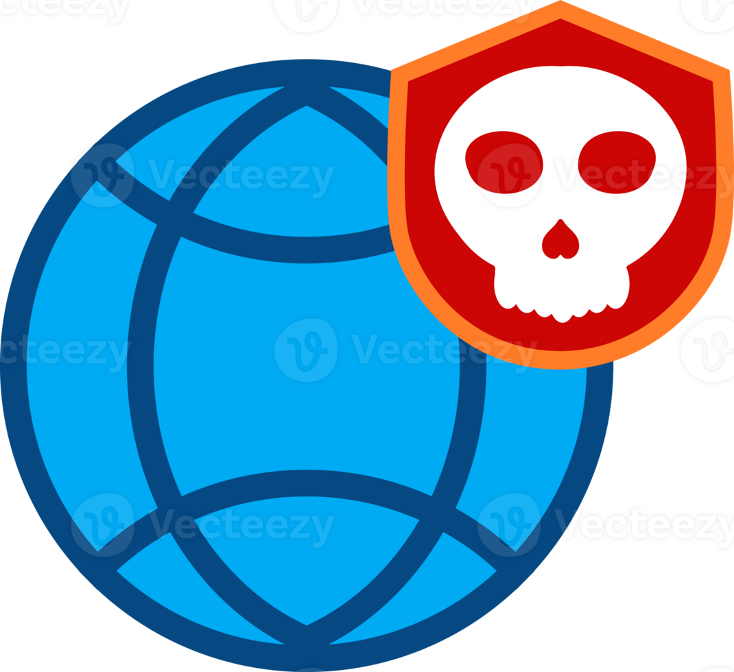 security protection globe with skull on it png