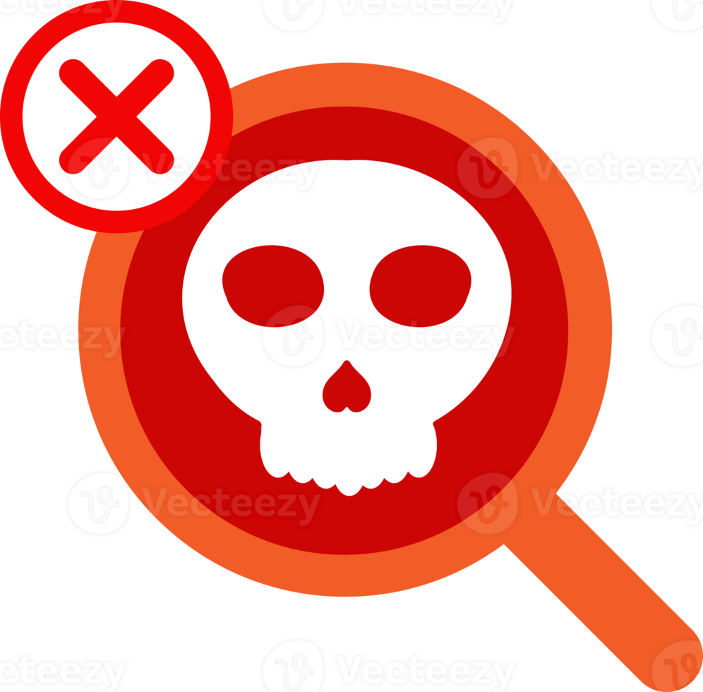magnifying glass skull virus delete icon png