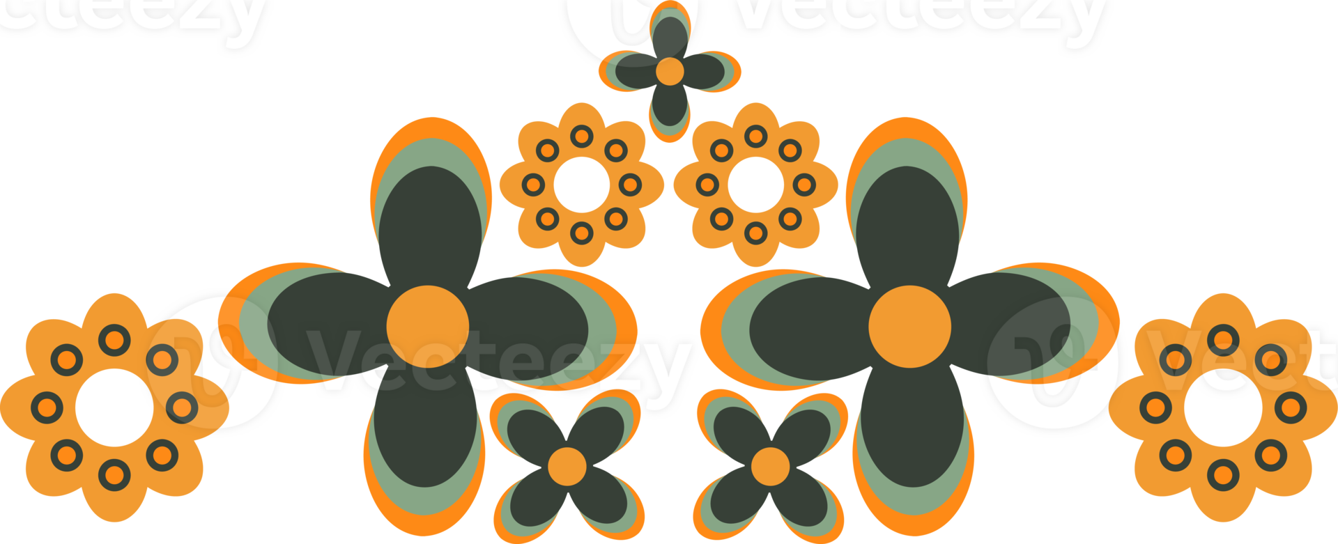 soft color flower petals frame ornament design png