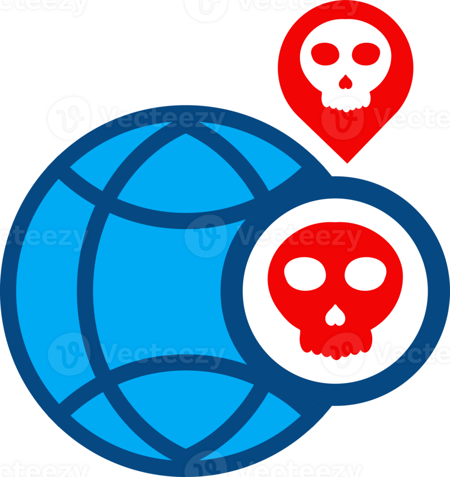 location globe with a skull on it png