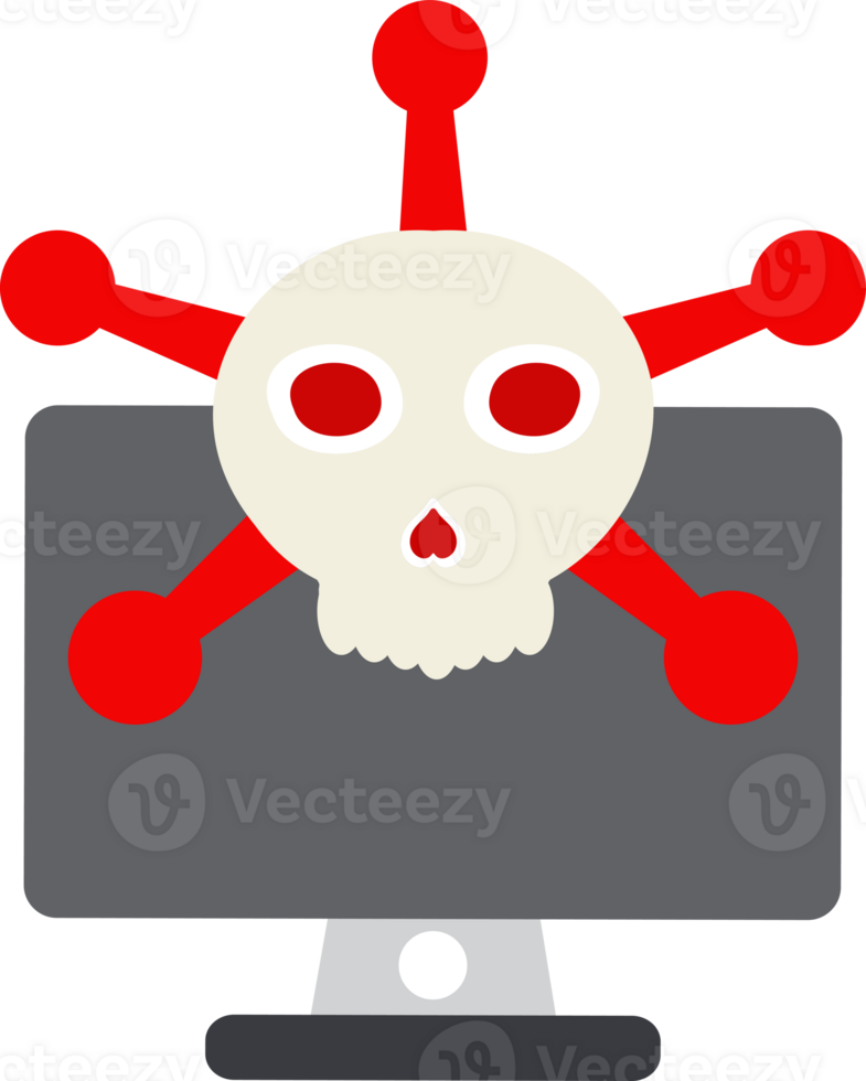 skull and computer virus icon png