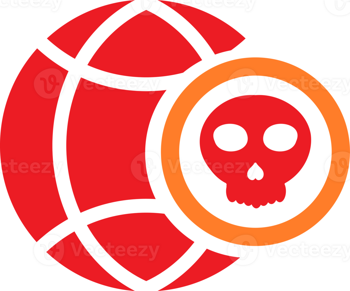 a red and orange globe with a skull on it png
