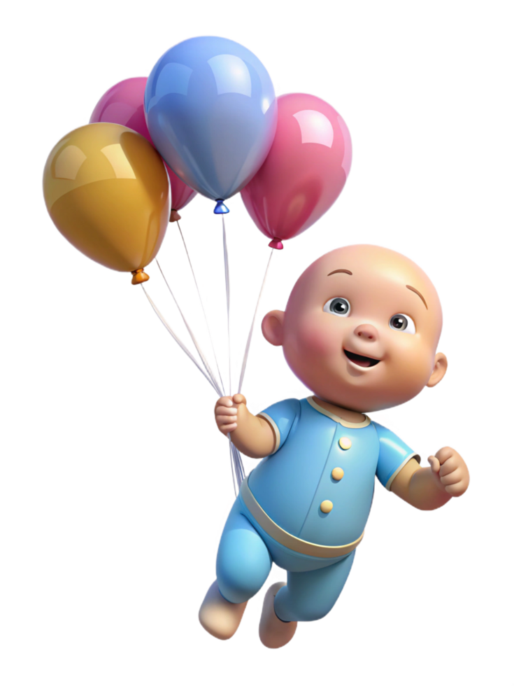 Magical Baby Floating on Balloons png