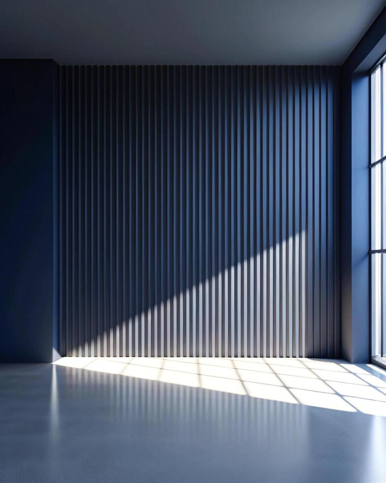 Empty room with blue walls and a window photo