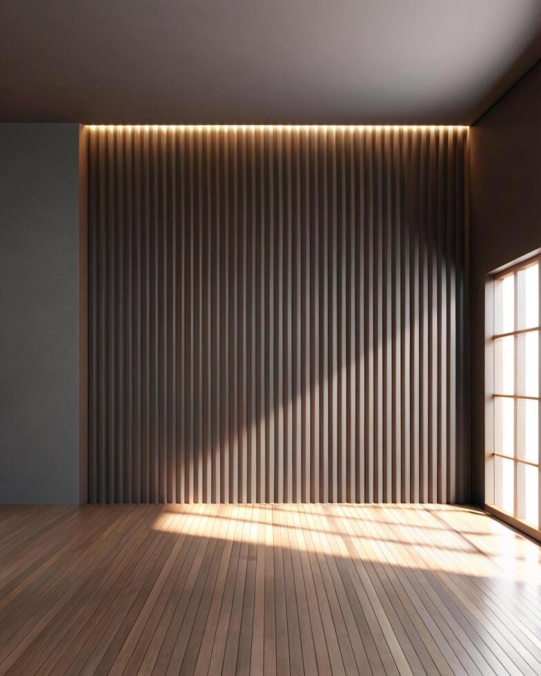 Empty room with wooden floor and wall photo