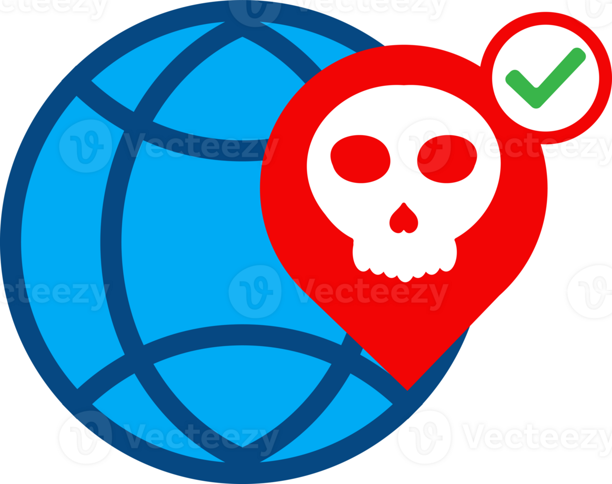 globe location check with a skull on it png