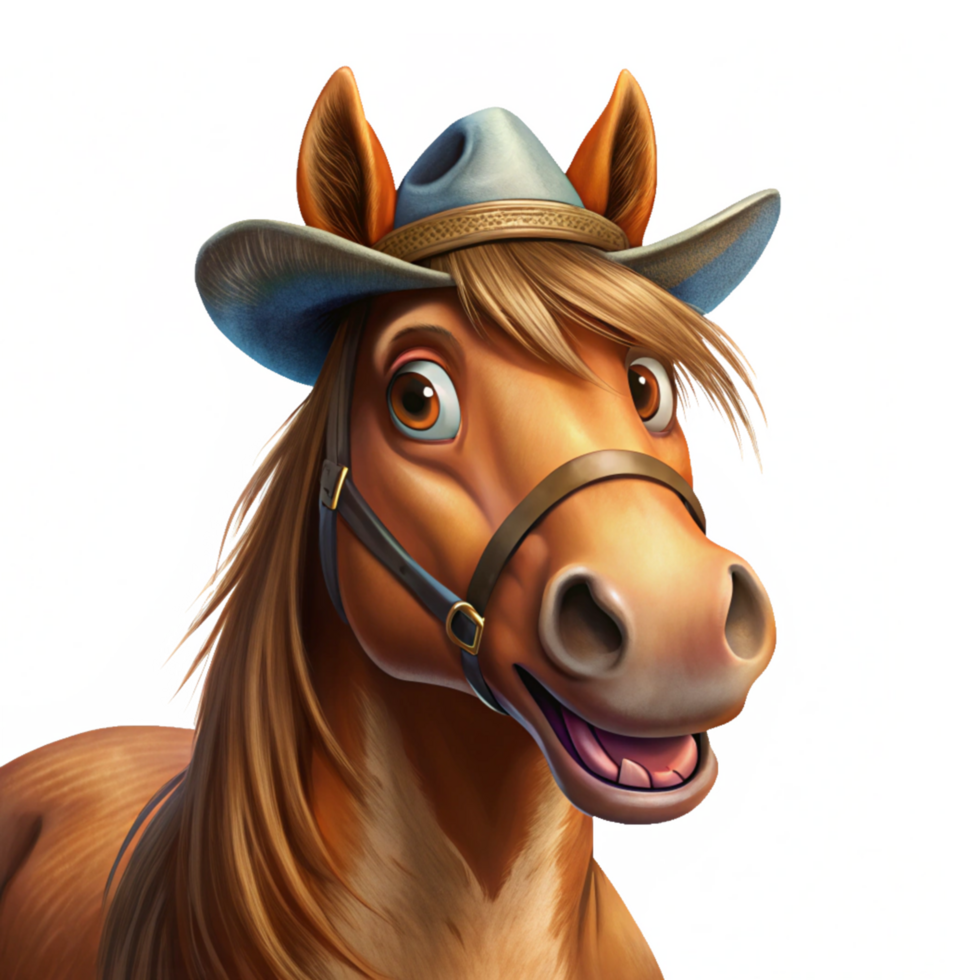 Happy Horse with Cowboy Hat on its Head png