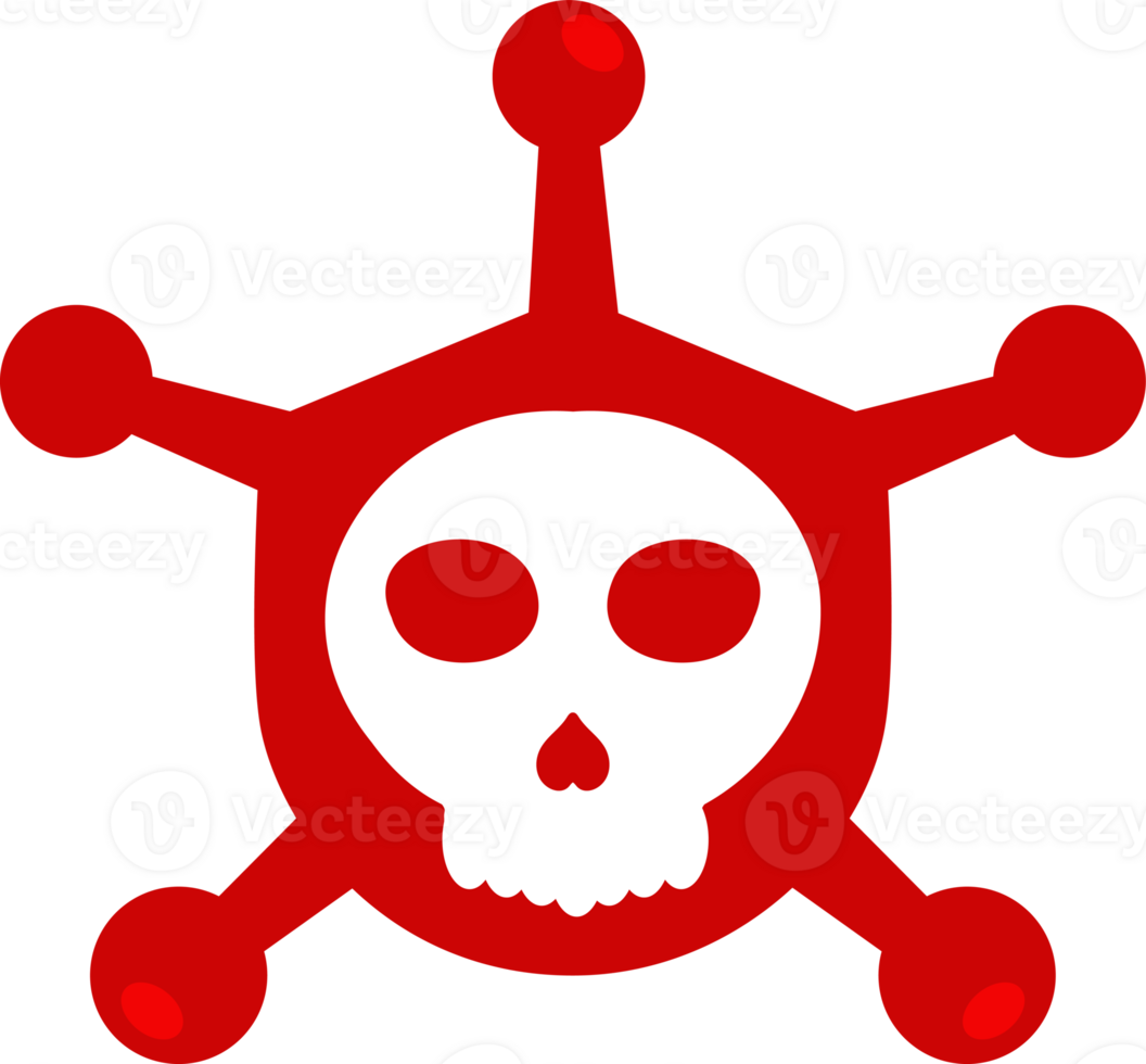 virus and skull on a red shield png