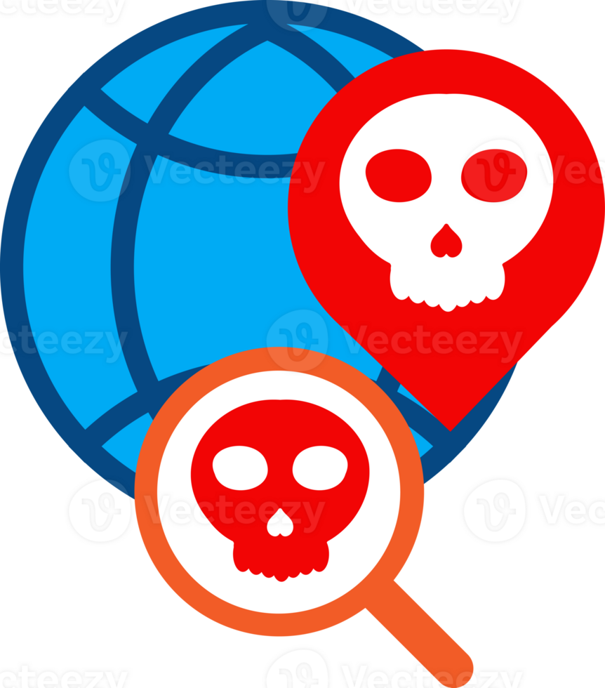 search globe with a skull on it png