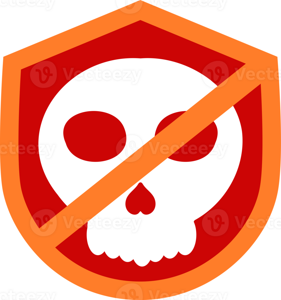 no safety skull on a red shield png