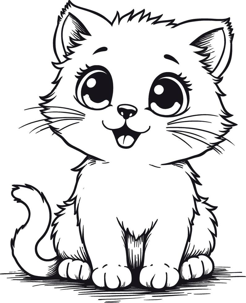 Cute kitten coloring pages vector