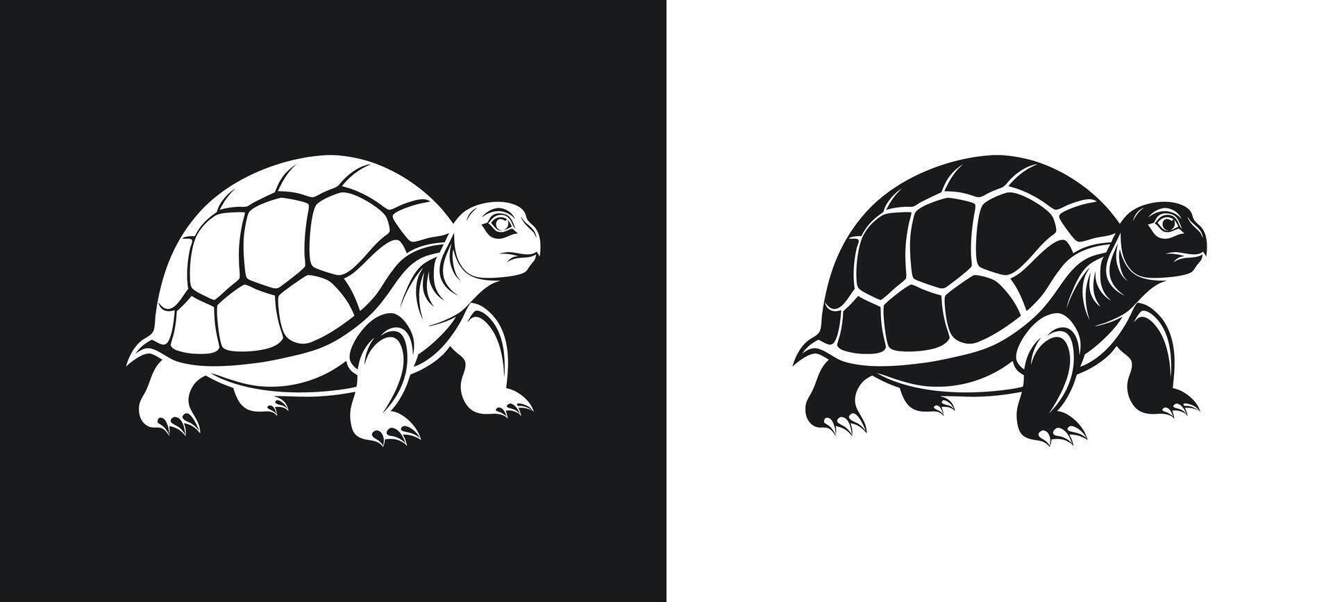 Turtle logo design, illustration, flat style, black and white vector