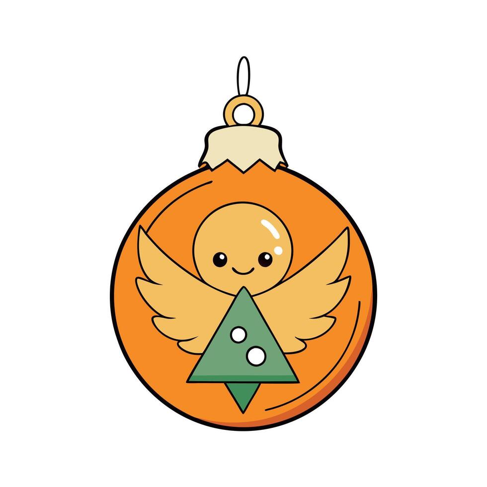 Gold and crystal angel christmas ornament bauble decoration close up hanging in tree vector