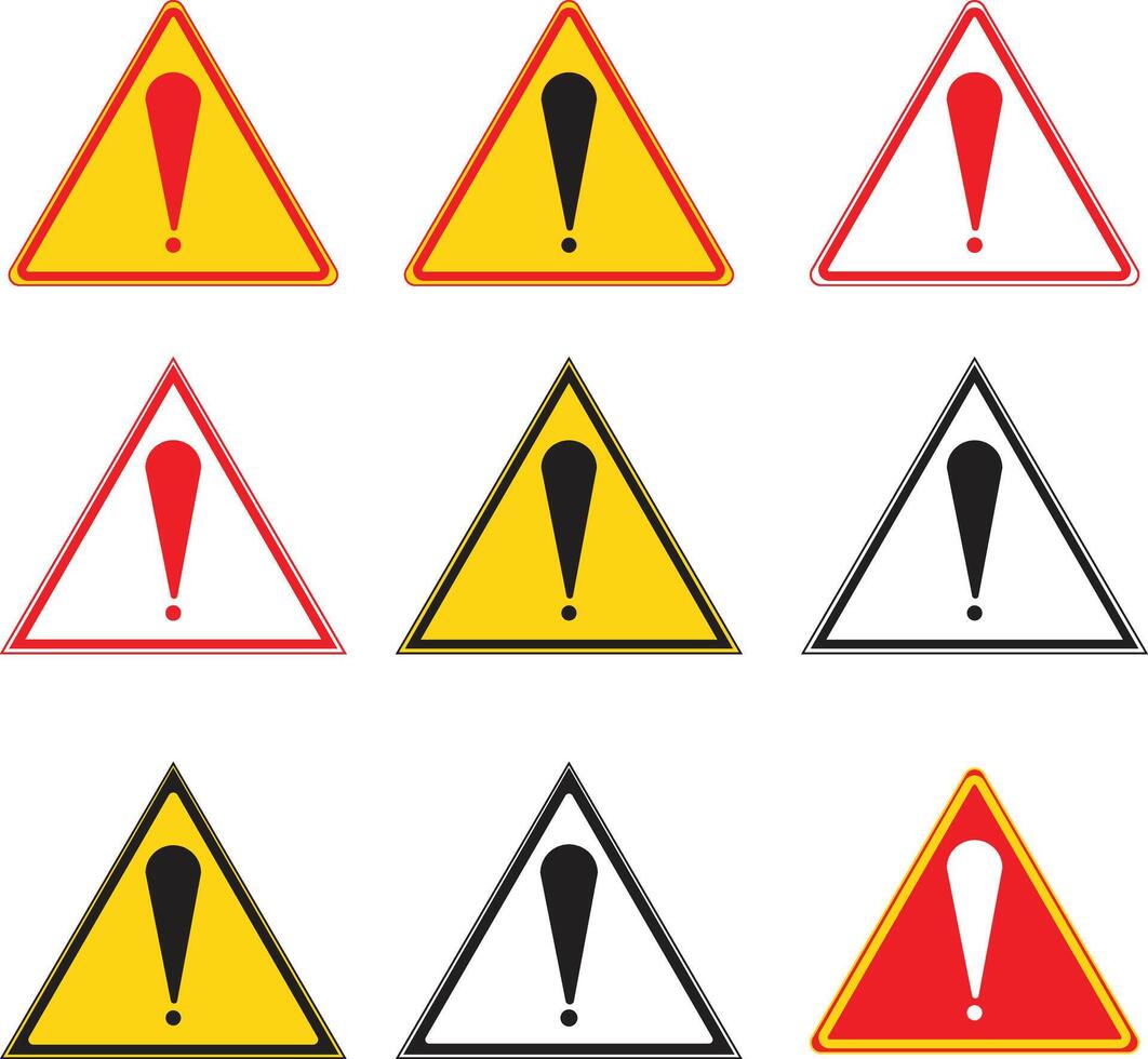 set of danger warning signs vector