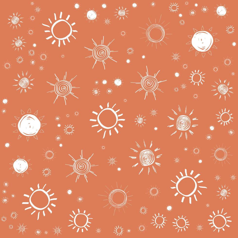 Hand Drawn Suns Seamless Pattern vector