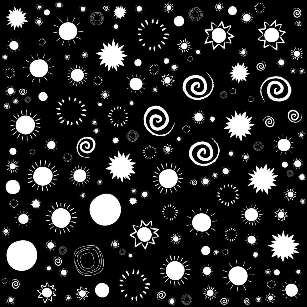 Hand Drawn Suns Seamless Pattern vector