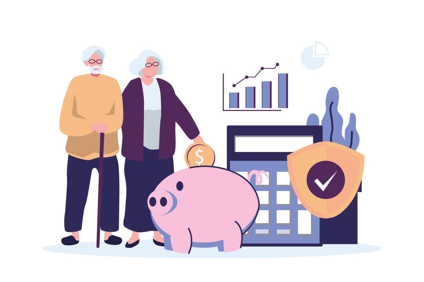 Pension Fund flat style illustration design vector