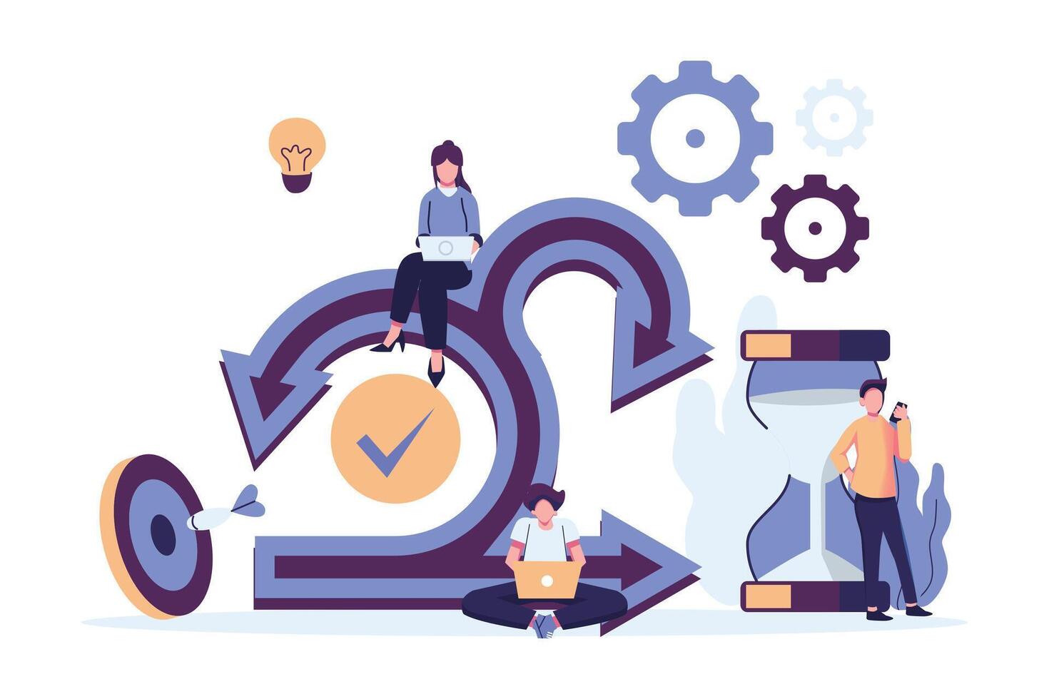 Scrum Framework concept. Scrum process diagram as agile software development scheme flat style illustration design vector