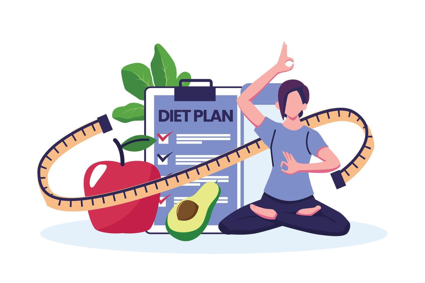 Diet plan checklist flat style illustration design vector
